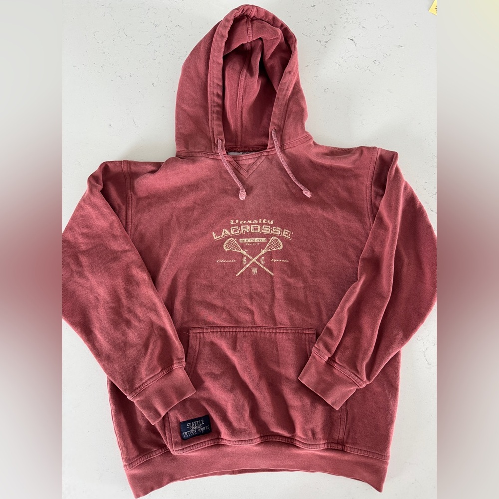 Vintage Dusty Rose Lacrosse Graphic Hoodie